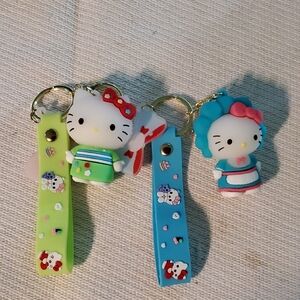 Hello Kitty Keychain Duo - Green and Blue